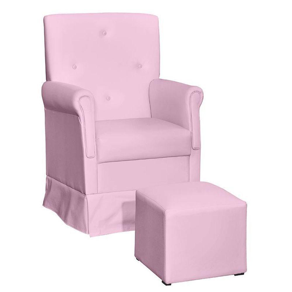Poltrona De Amamentação Suzi Com Balanço E Puff Corino Rosa - Phoenix Baby Corino Rosa - 1