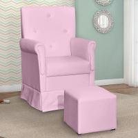 Poltrona De Amamentação Suzi Com Balanço E Puff Corino Rosa - Phoenix Baby Corino Rosa - 2