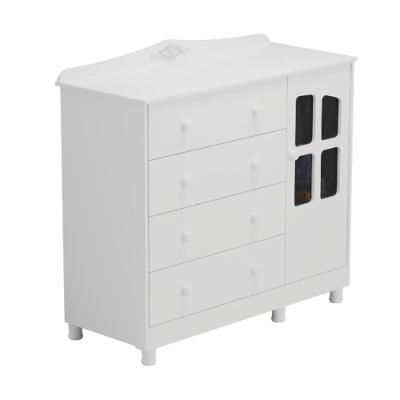 Cômoda Infantil Elô Peroba Branco Em 100% Mdf 1 Porta Vidro Branco