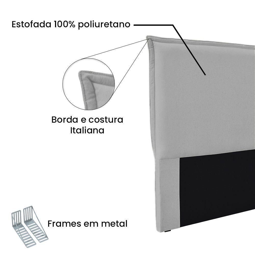 Cabeceira Casal 1,40M Veneza Linho Cinza Claro - Pallazio - 3