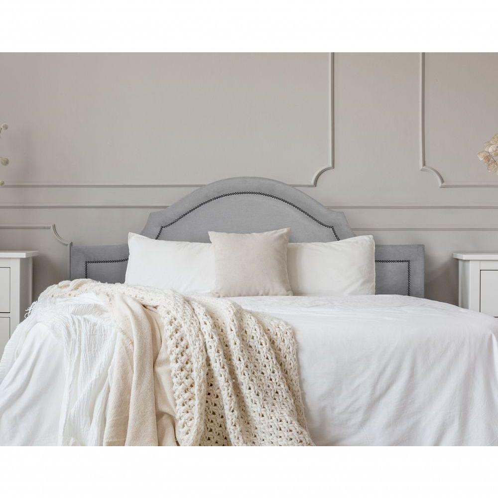 Cabeceira Casal Luxo 140X60 Cinza Tachas Fumê - 1