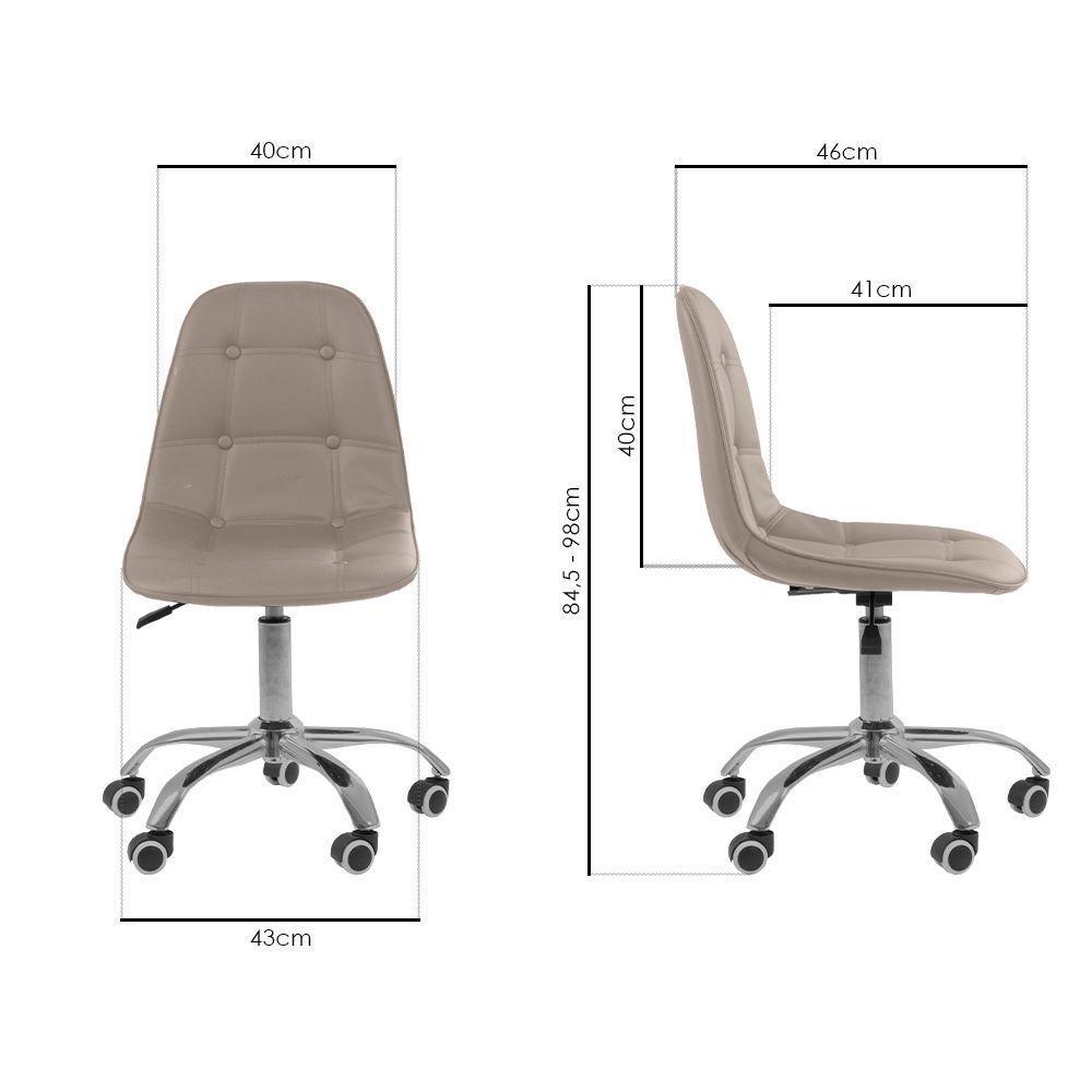 Kit 5 Cadeiras Office Eiffel Botonê Ajustável Base Giratória Bege - 3
