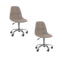 Kit 2 Cadeiras Office Eiffel Botonê Ajustável Base Giratória Bege - 1