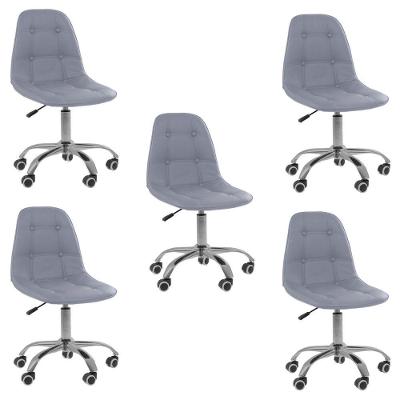 Kit 5 Cadeiras Office Eiffel Botonê Ajustável Base Giratória Cinza