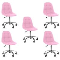 Kit 5 Cadeiras Office Eiffel Botonê Ajustável Base Giratória Rosa 5 - 1