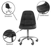 Kit 2 Cadeiras Office Eiffel Botonê Ajustável Base Giratória Preta