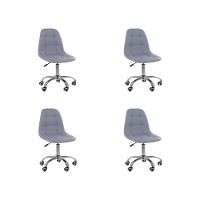 Kit 4 Cadeiras Office Eiffel Botonê Ajustável Base Giratória Cinza - 1