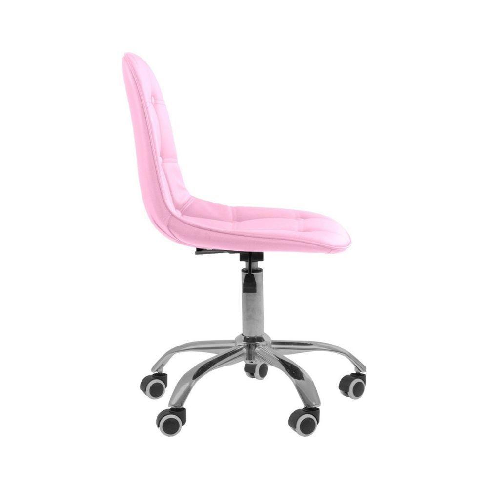 Kit 2 Cadeiras Office Eiffel Botonê Ajustável Base Giratória Rosa - 5