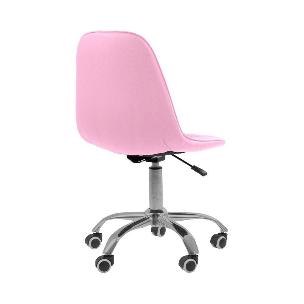 Kit 2 Cadeiras Office Eiffel Botonê Ajustável Base Giratória Rosa - 6