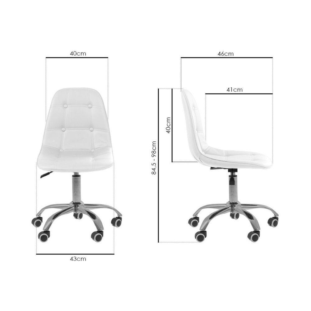 Kit 5 Cadeiras Office Eiffel Botonê Ajustável Base Giratória Branco - 5