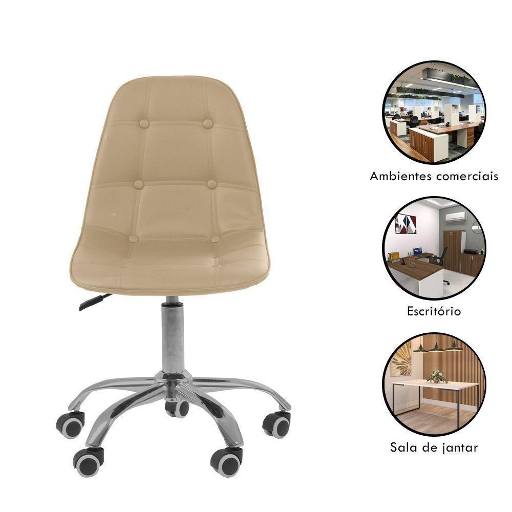 Kit 5 Cadeiras Office Eiffel Botonê Ajustável Base Giratória Branco - 10