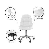 Kit 5 Cadeiras Office Eiffel Botonê Ajustável Base Giratória Branco