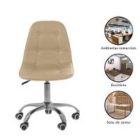 Kit 5 Cadeiras Office Eiffel Botonê Ajustável Base Giratória Branco - 10