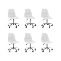 Kit 6 Cadeiras Office Eiffel Botonê Ajustável Base Giratória Branco - 1