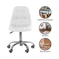 Kit 6 Cadeiras Office Eiffel Botonê Ajustável Base Giratória Branco - 2