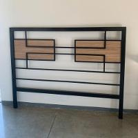 Cabeceira Cama Aço Ferro Metal Robusto Cor Preto Mdf Claro Largura 140cm Estilo Industrial Cb-06 - 2