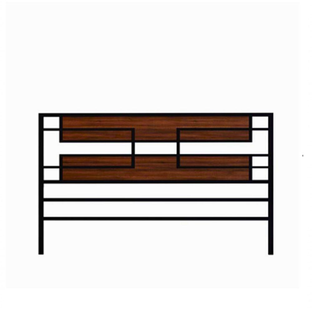 Cabeceira Cama Aço Ferro Metal Robusto Cor Preto Mdf Escuro Largura 160 Cm Estilo Industrial Cb-03 - 1