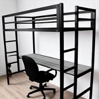 Beliche Solteiro Com Escrivaninha Aço Ferro Metal Robusto Tamanho 88x188 Cor Preto Mdf Branco Estilo Industrial Be-04 - 2