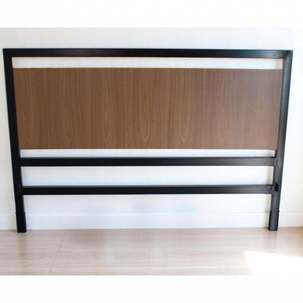 Cabeceira Cama Aço Ferro Metal Robusto Cor Preto Mdf Escuro Largura 140cm Estilo Industrial Cb-04 - 2
