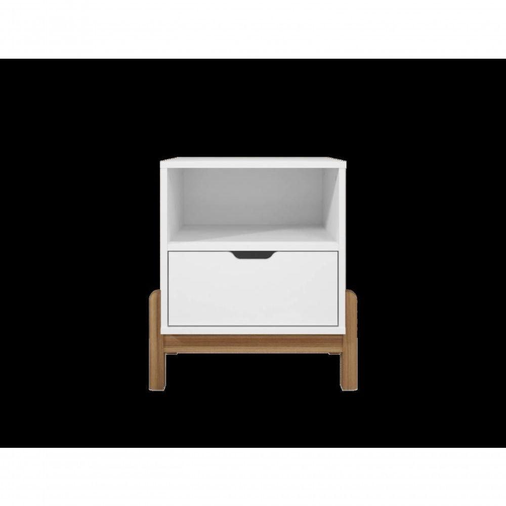 Mesa De Cabeceira C/ Nicho E Gaveteiro Porta Itens Aurora Branco - 5