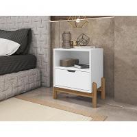 Mesa De Cabeceira C/ Nicho E Gaveteiro Porta Itens Aurora Branco - 1