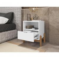 Mesa De Cabeceira C/ Nicho E Gaveteiro Porta Itens Aurora Branco - 3