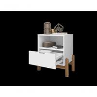 Mesa De Cabeceira C/ Nicho E Gaveteiro Porta Itens Aurora Branco