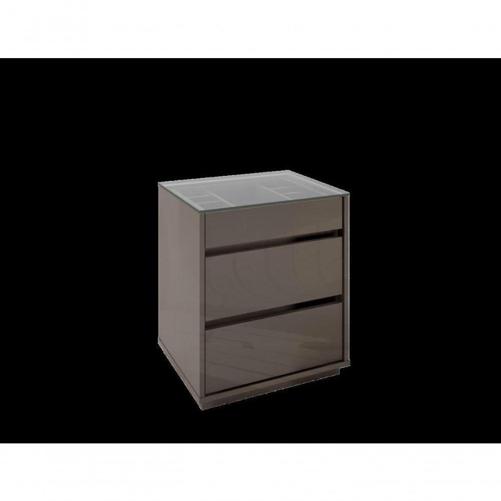 Mesa De Cabeceira 3 Gavetas Porta Itens Serena Cinza Perola - 3