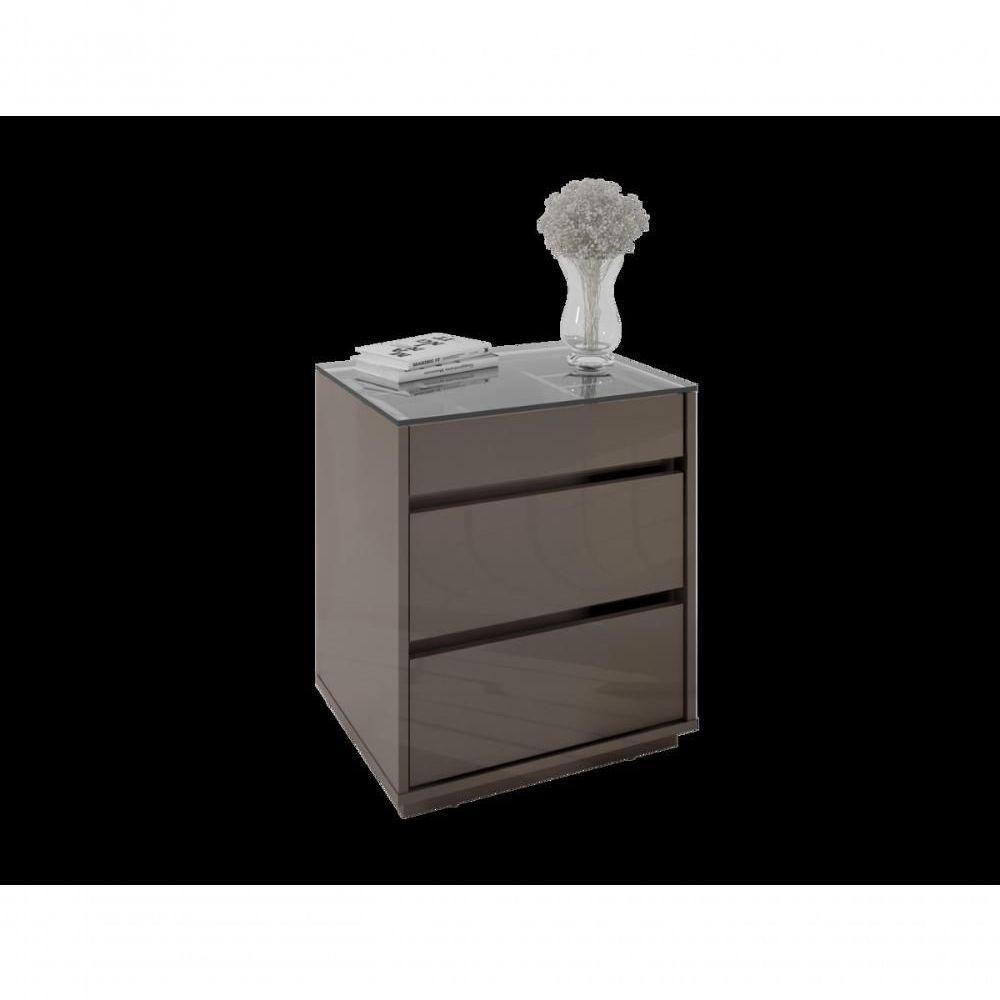 Mesa De Cabeceira 3 Gavetas Porta Itens Belize Cinza Perola - 4