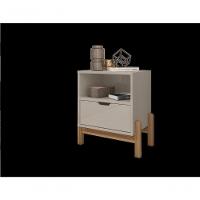 Mesa De Cabeceira C/ Nicho E Gaveteiro Porta Itens Aurora Off White - 2