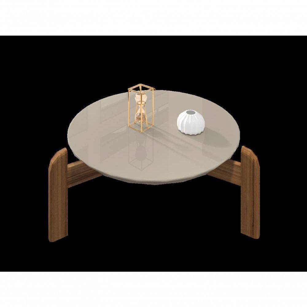 Mesa De Centro Circular Para Sala De Estar Lizz Off-white/cedro - 2
