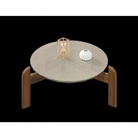 Mesa De Centro Circular Para Sala De Estar Lizz Off-white/cedro - 2