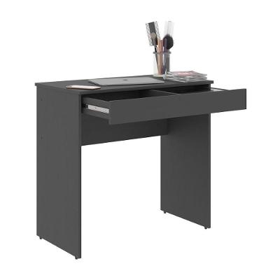 Mesa Escrivaninha Retangular Home Office 1 Gaveta Madeira 90 cm Preto
