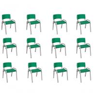 Kit 12 Cadeira Iso Infantil Creche, Escola Base Cinza Verde Escuro - 1