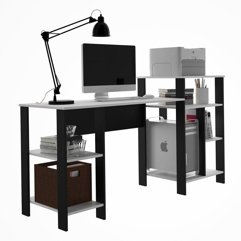 Mesa Office Londres Branco Com Prateleiras Para Objetos - 2