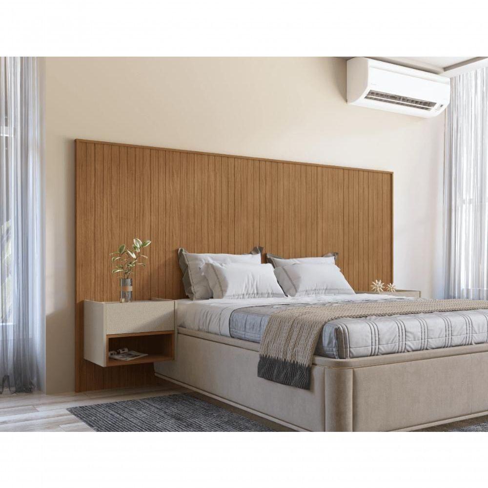 Conjunto Cabeceira Florença Casal Queen Com Cômodas Laterais Cedro - 1