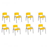 Kit 8 Cadeira Iso Infantil Creche, Escola Base Cinza Amarelo - 1
