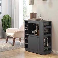 Balcão Adega Dublin Com Prateleiras E Nichos Para Vinho Preto - 1