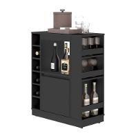 Balcão Adega Dublin Com Prateleiras E Nichos Para Vinho Preto - 2