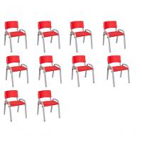 Kit 10 Cadeira Iso Infantil Creche, Escola Base Cinza Vermelho - 1