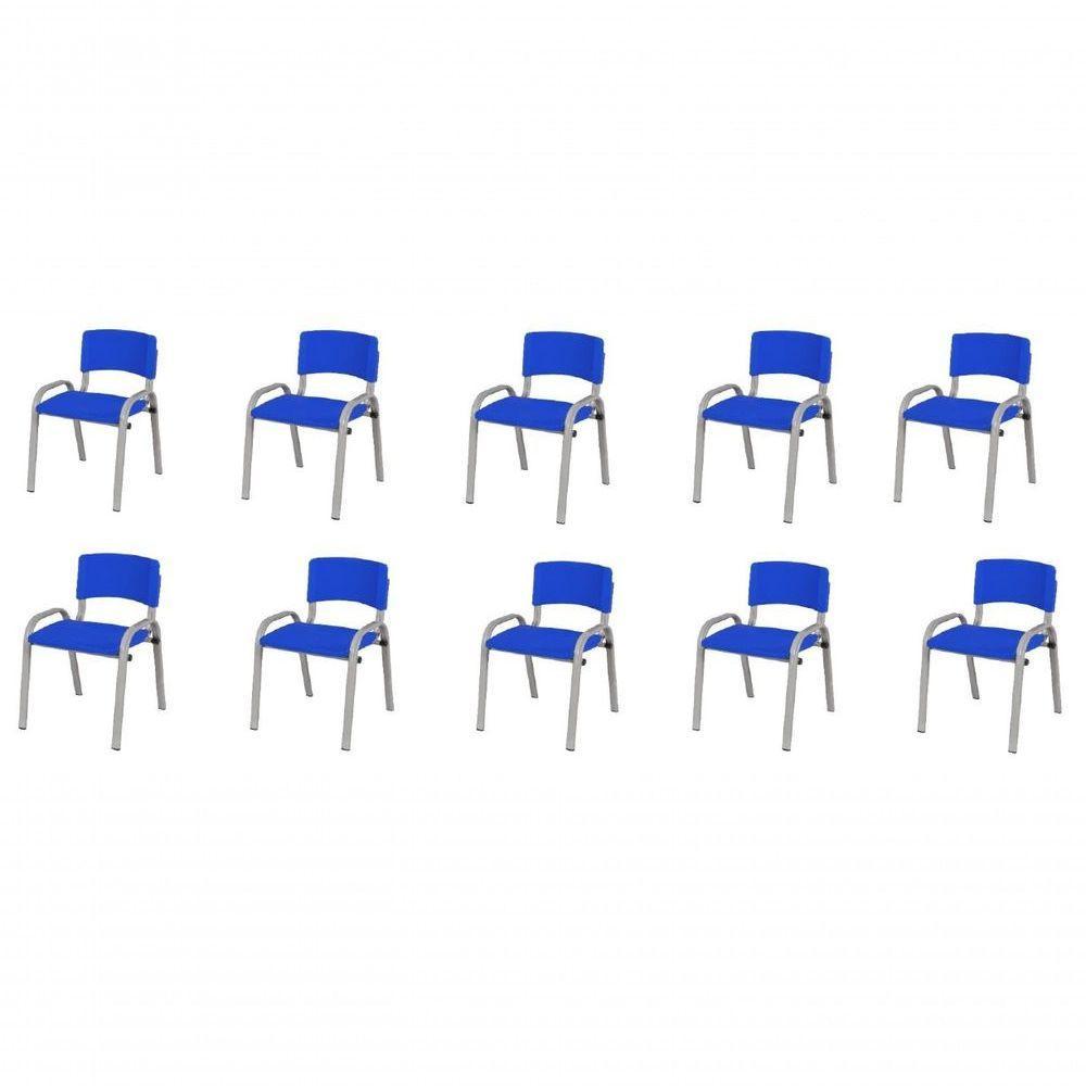 Kit 10 Cadeira Iso Infantil Creche, Escola Base Cinza Azul - 1