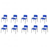 Kit 10 Cadeira Iso Infantil Creche, Escola Base Cinza Azul - 1
