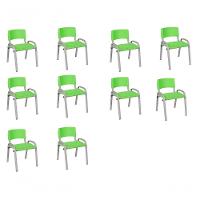 Kit 10 Cadeira Iso Infantil Creche, Escola Base Cinza Verde Claro - 1