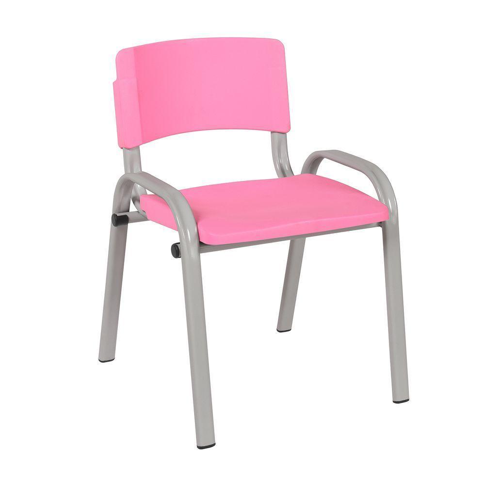 Kit 10 Cadeira Iso Infantil Creche, Escola Base Cinza Rosa - 3
