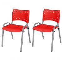 Cadeira Iso Base Cinza Escola, Escritório Vermelho Kit 2 Un - 1