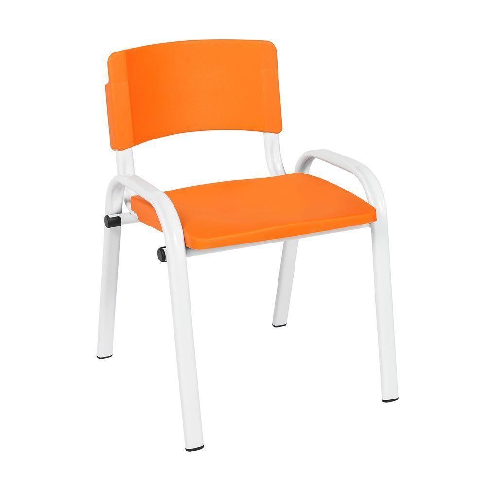 Kit 7 Cadeira Iso Infantil Creche, Escola Base Branco Laranja - 2