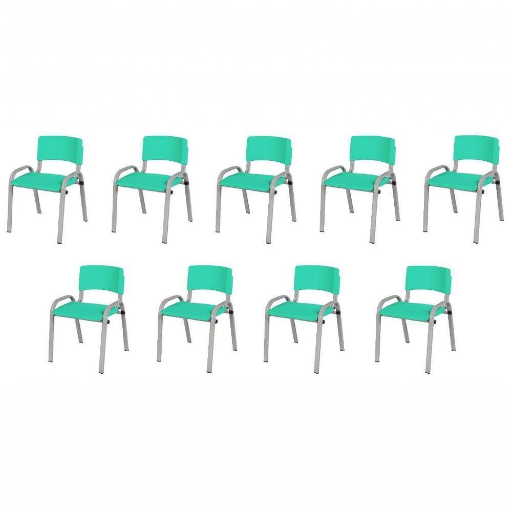 Kit 9 Cadeira Iso Infantil Creche, Escola Base Cinza Verde água - 1