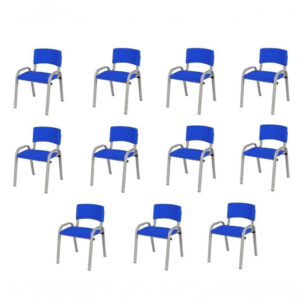 Kit 11 Cadeira Iso Infantil Creche, Escola Base Cinza Azul - 1
