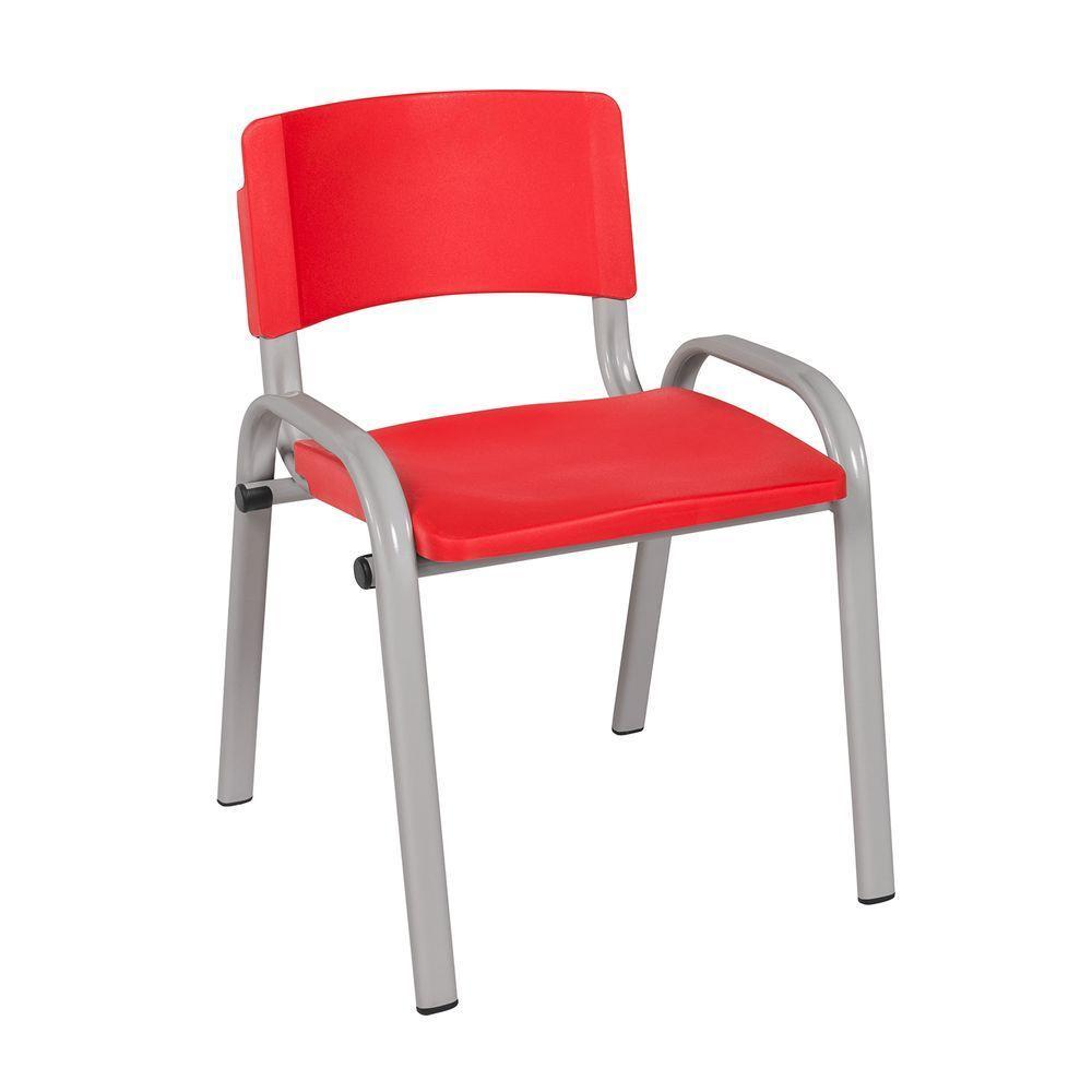 Kit 7 Cadeira Iso Infantil Creche, Escola Base Cinza Vermelho - 2