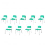 Kit 9 Cadeira Iso Infantil Creche, Escola Base Branco Verde água - 1